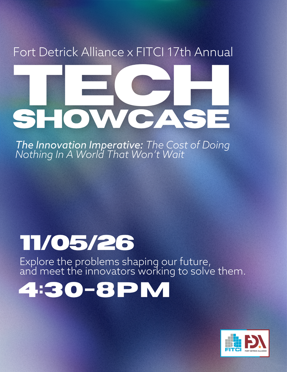blue flyer for tech showcase