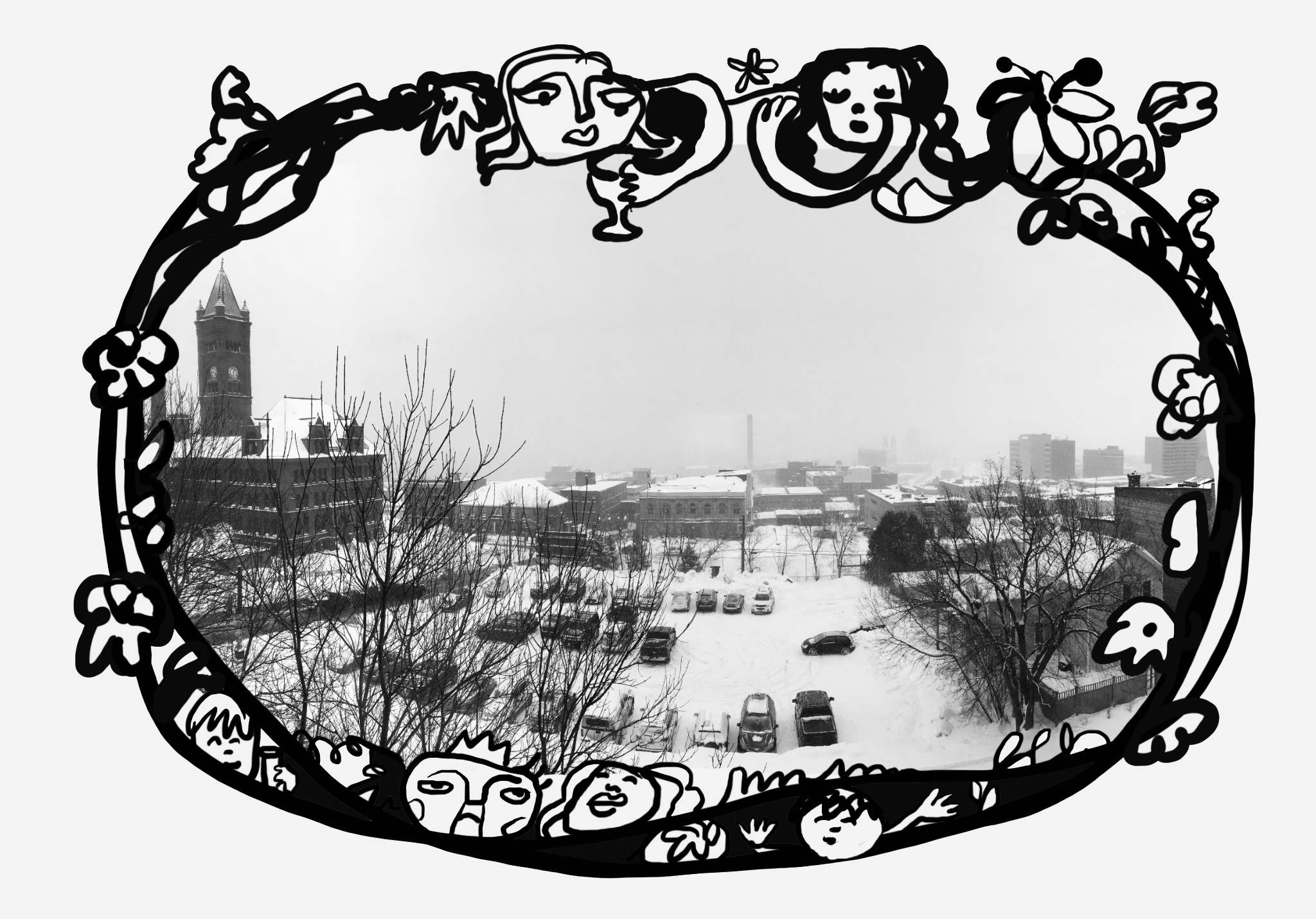 You can now sorta make it out there to the right of the two water towers.