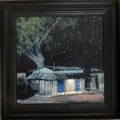 Nightime at the Border 13x13" framed