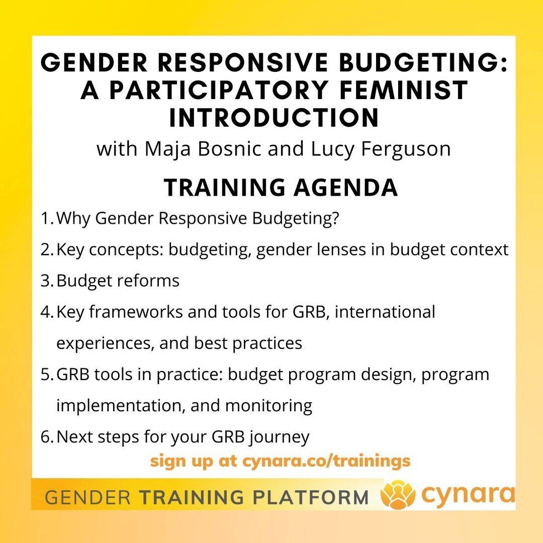 Starting soon: Gender Responsive Budgeting. Link in bio!