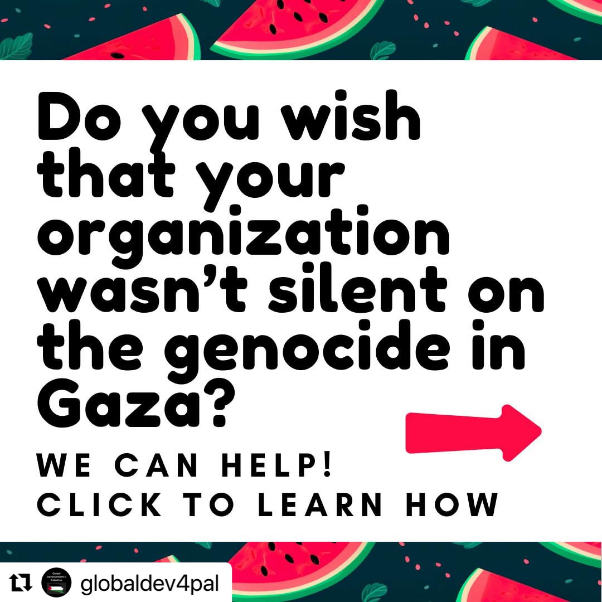 #Repost @globaldev4pal with @use.repost
・・・
Has your organization still not released a statement calling for a ceasefire?

Has your organization called for a ceasefire but taking no further action? 

We can help! Contact us today to:

1) Get free con