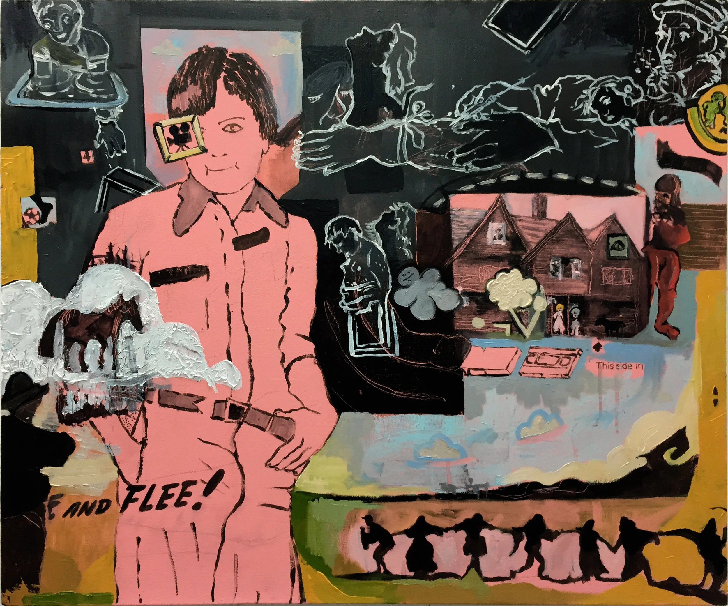 This Side In 2016, acrylic and oil on canvas, 36 x 40”