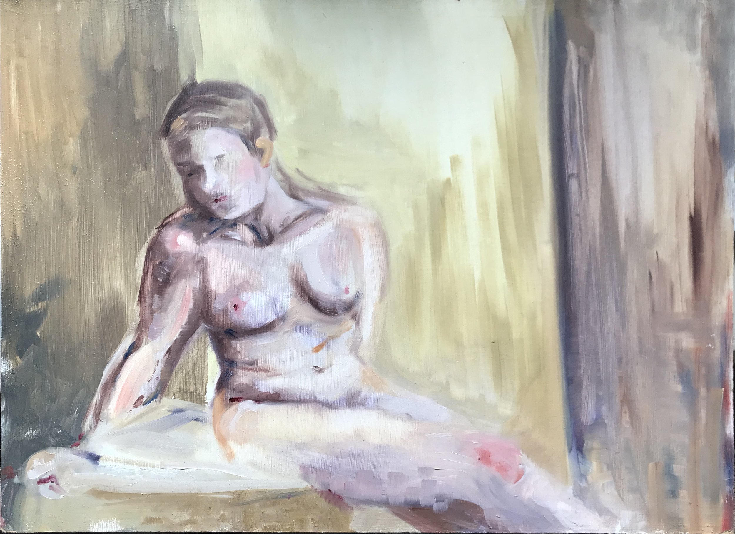 Model Session, oil on masonite, 2015