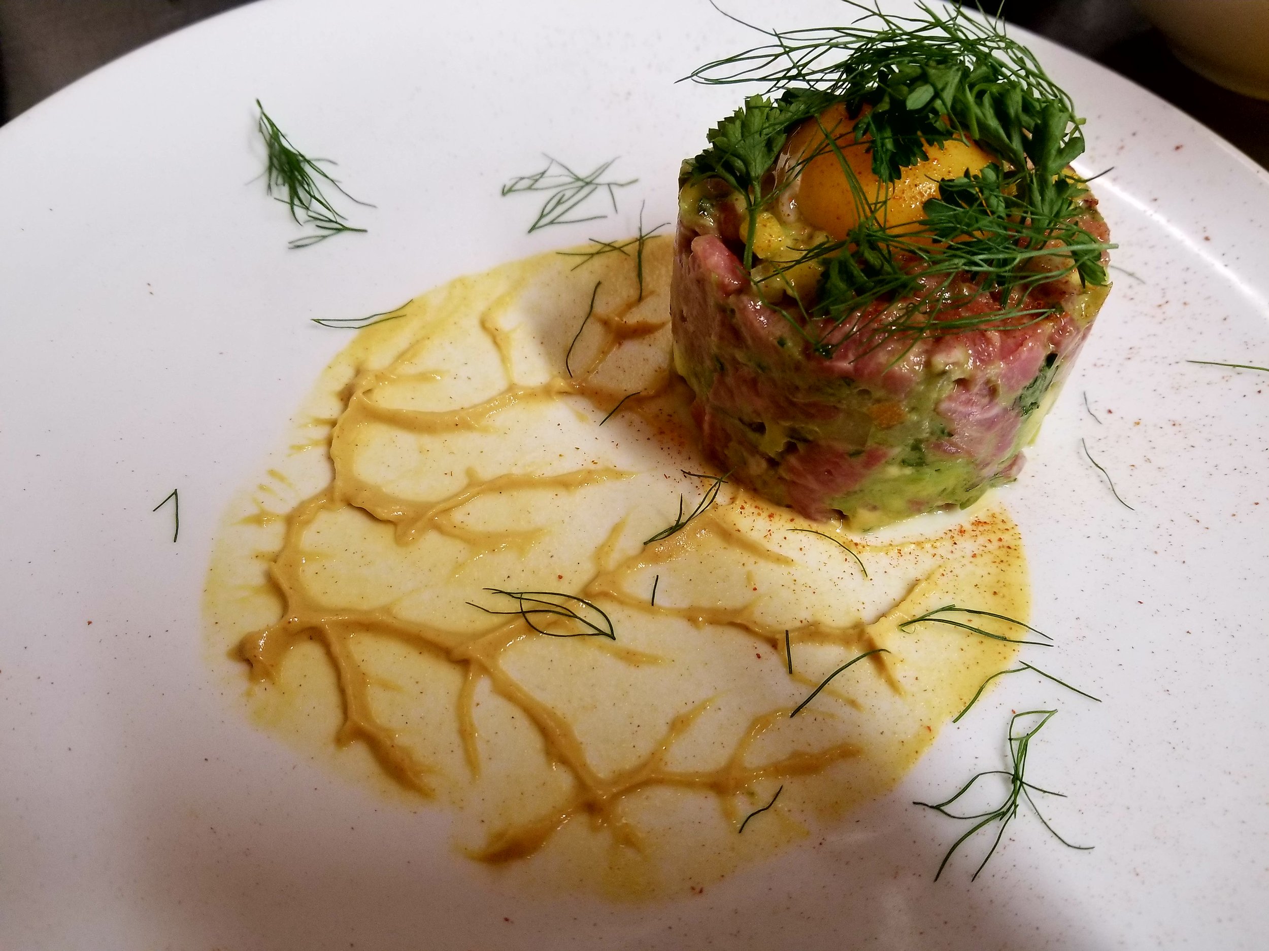Classic Tuna Tartare, Smoked Egg Yolk