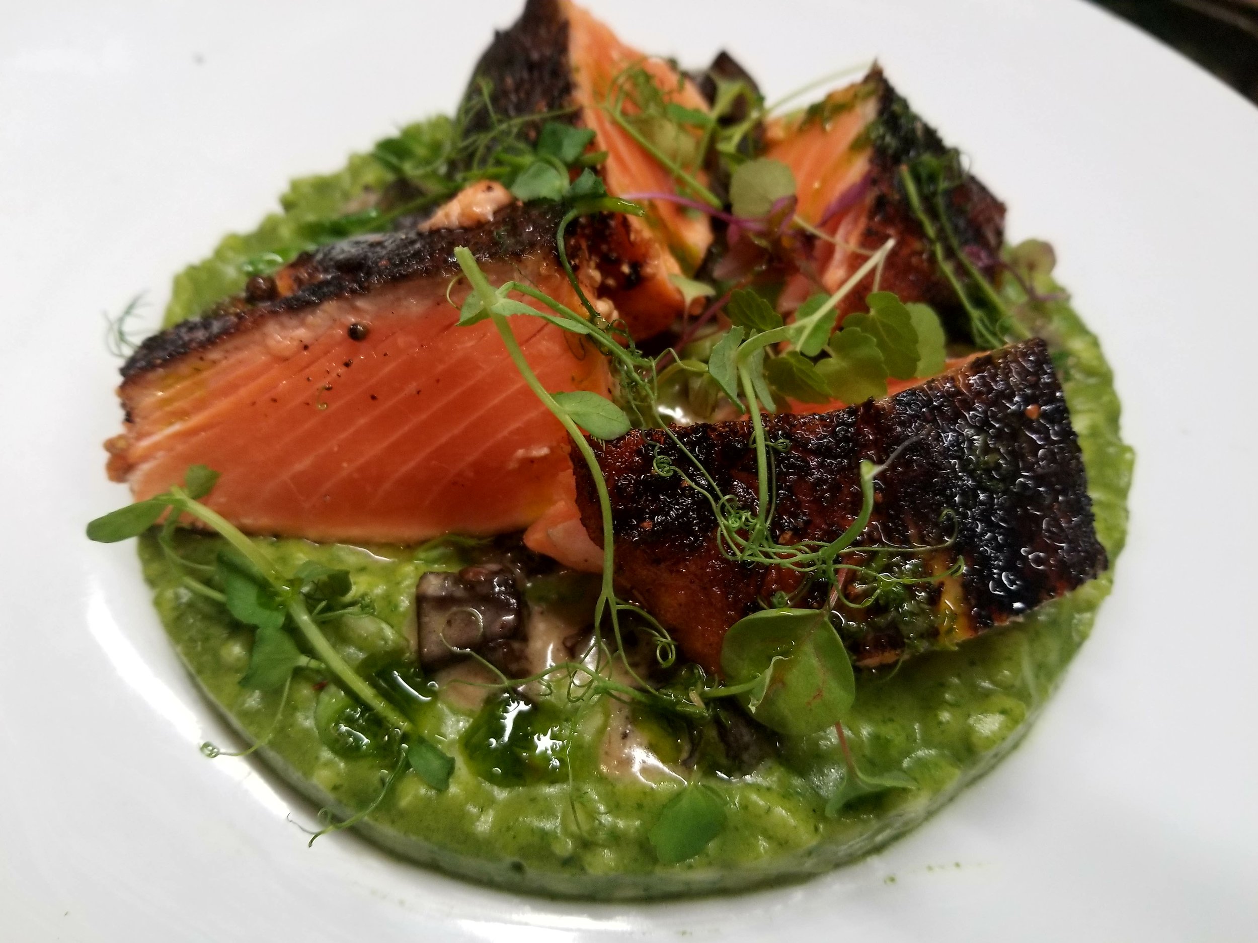 Pan Rasted King Salmon, Green Rizzo