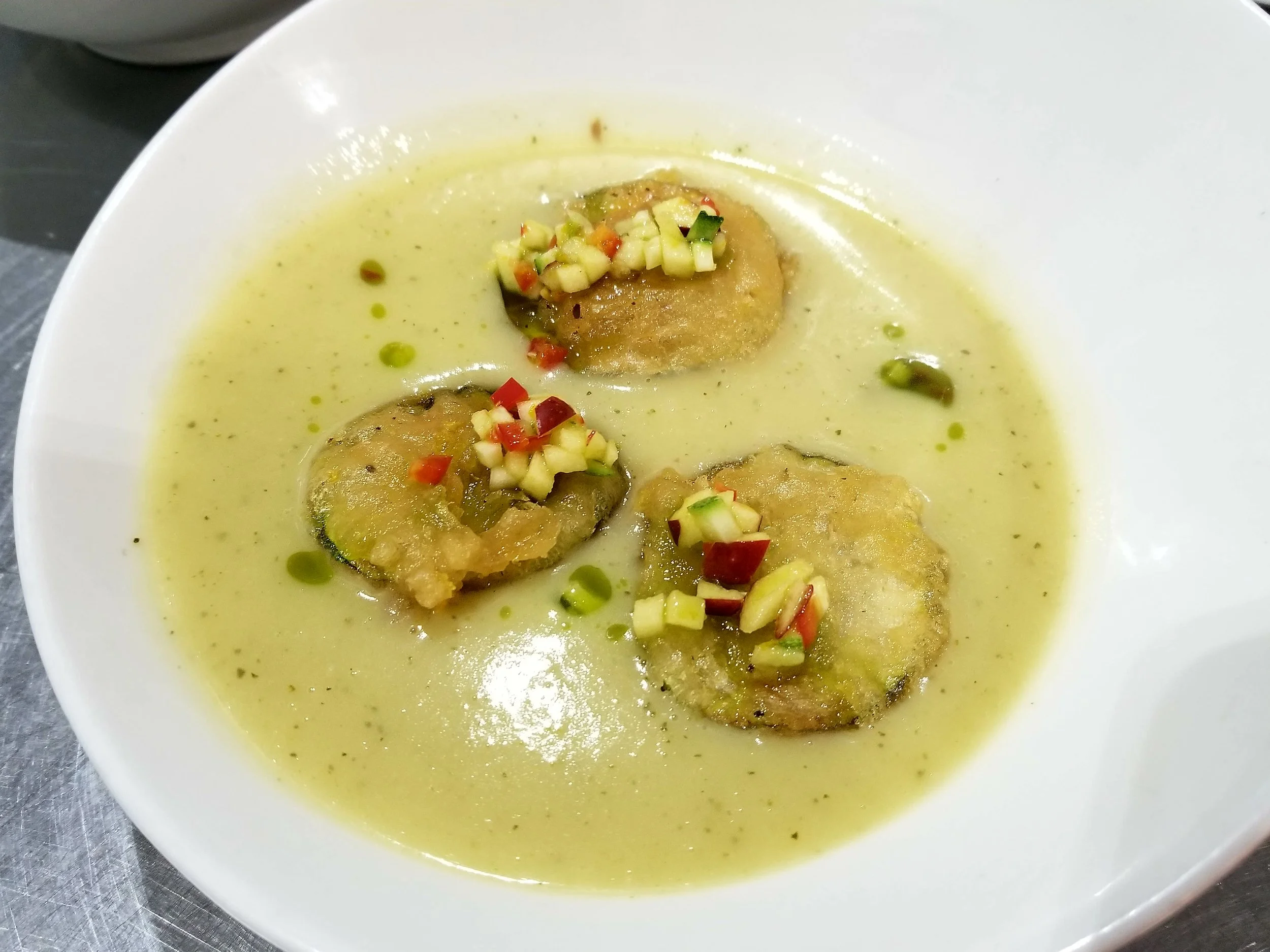 Vichyssoise w/Tempura Zucchini, Apple & Chili