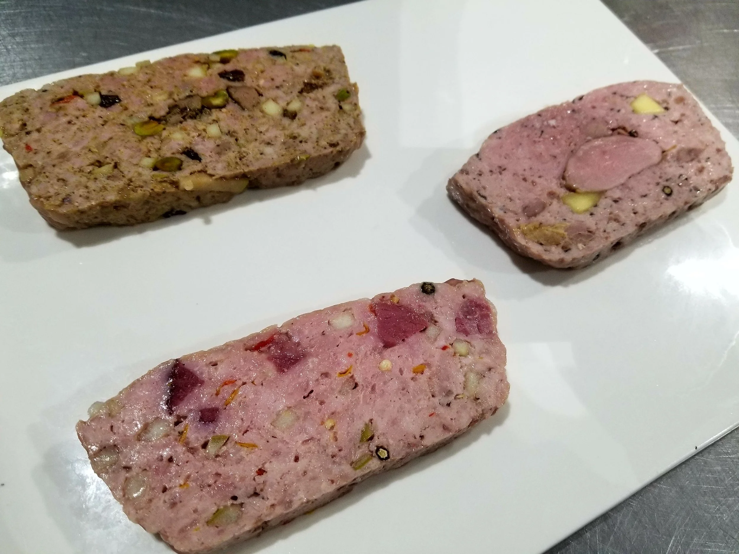 3 Types of Terrines, Veal, Duck, Pastrami Action