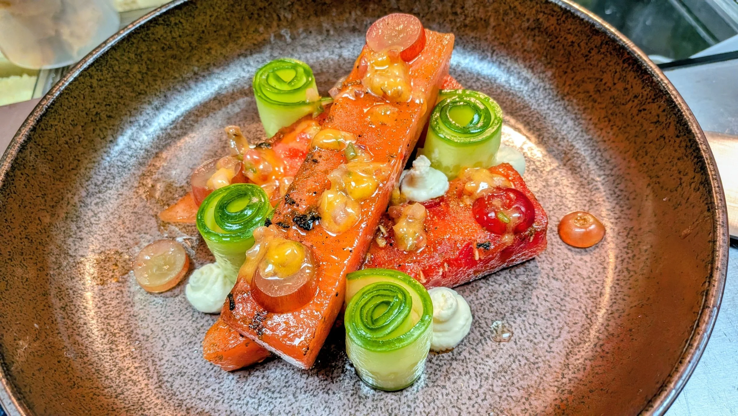 Watermelon Grilled & Chilled, Feta, Cucumber, Grape Pico