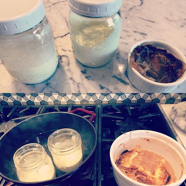 Kitchen happenings 
sunscreen + French onion soup
#dowhatyoulove