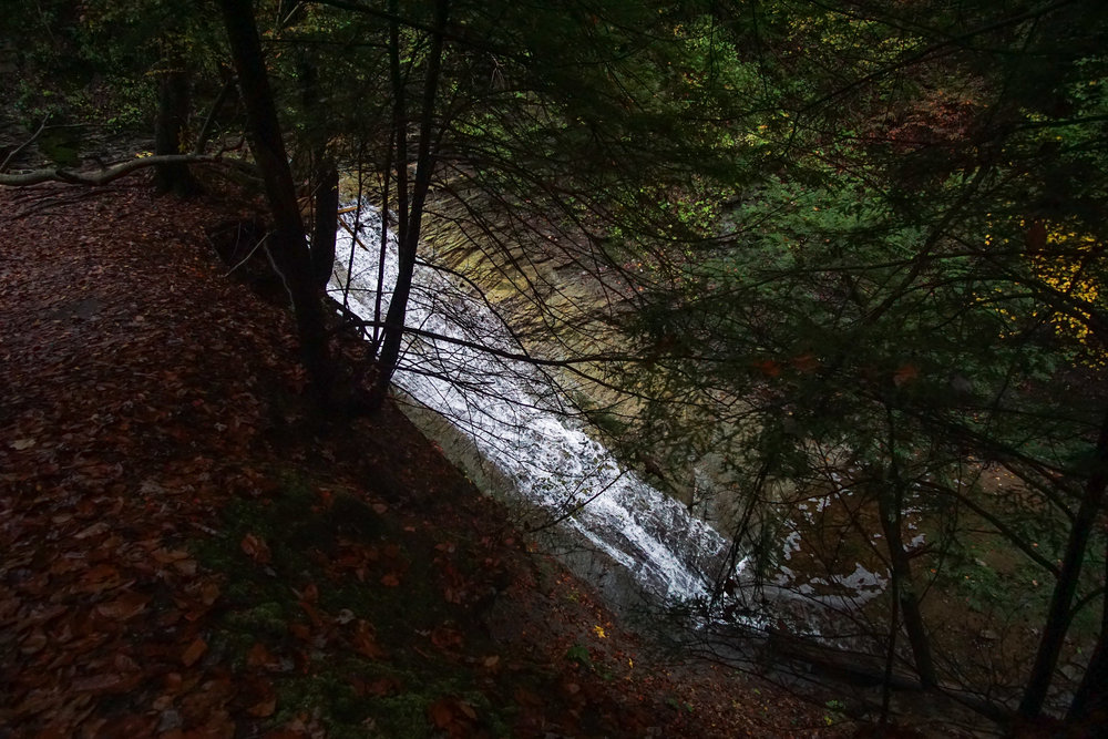 Seeing the falls to the left of the trail