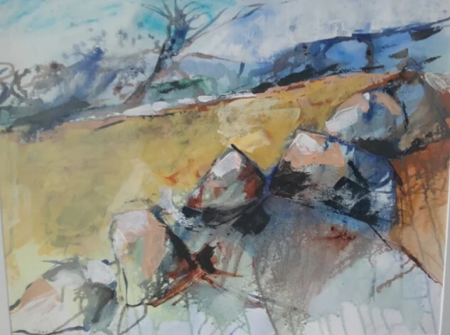 Stone row, Aish mixed media