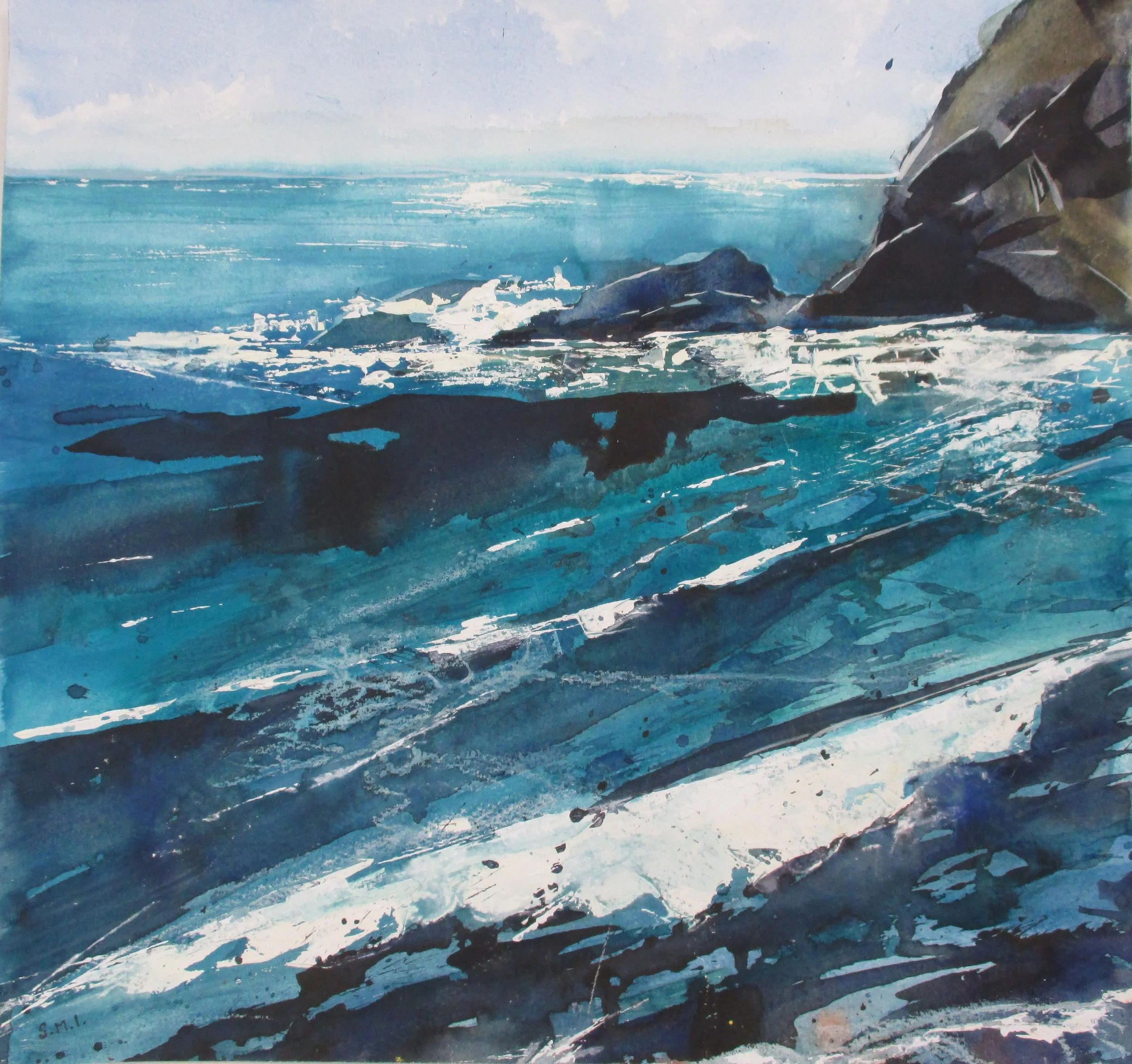 Early summer, near Cape Cornwall. watercolour & gouache