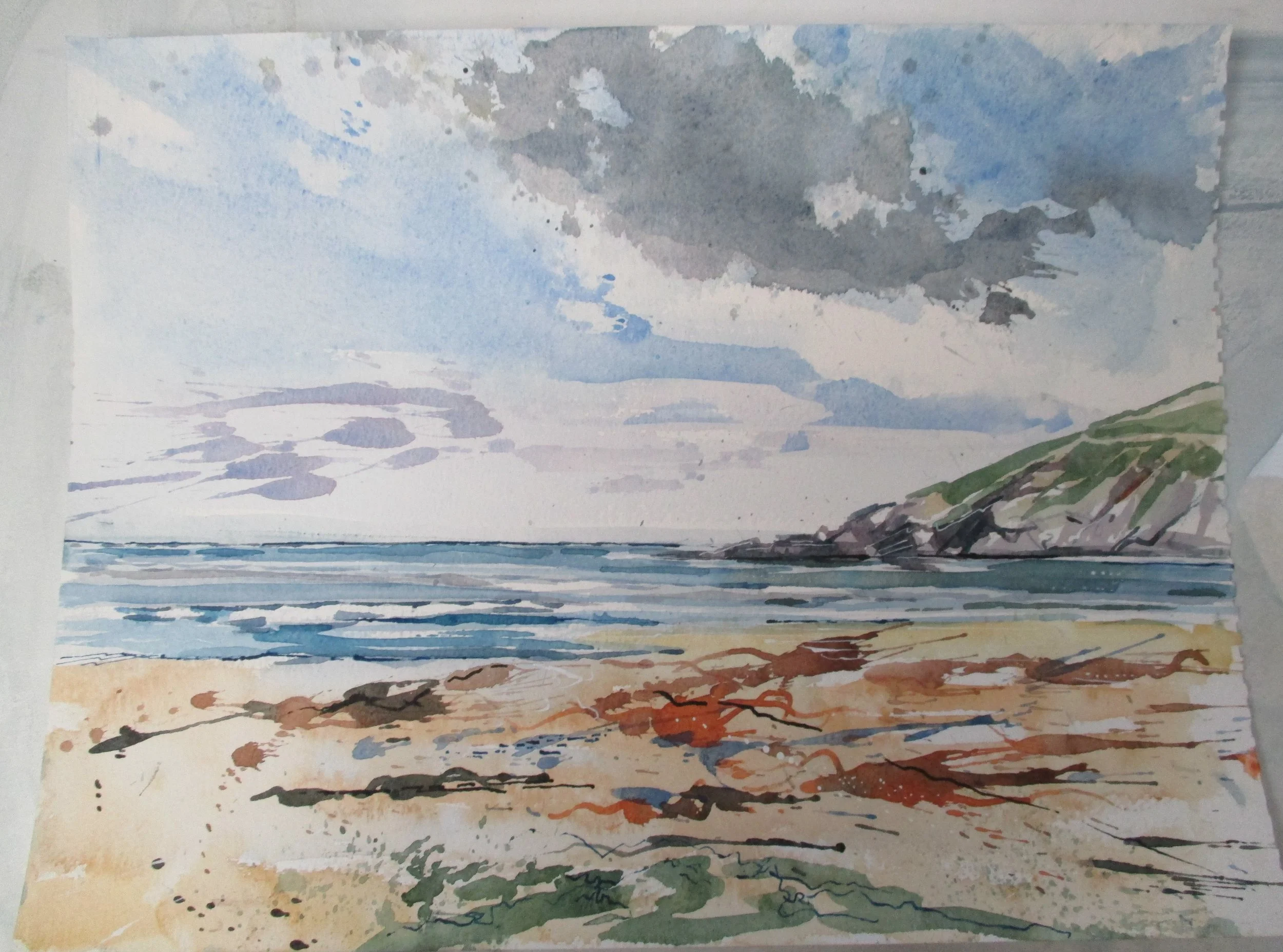 low tide at Wonwell. watercolour