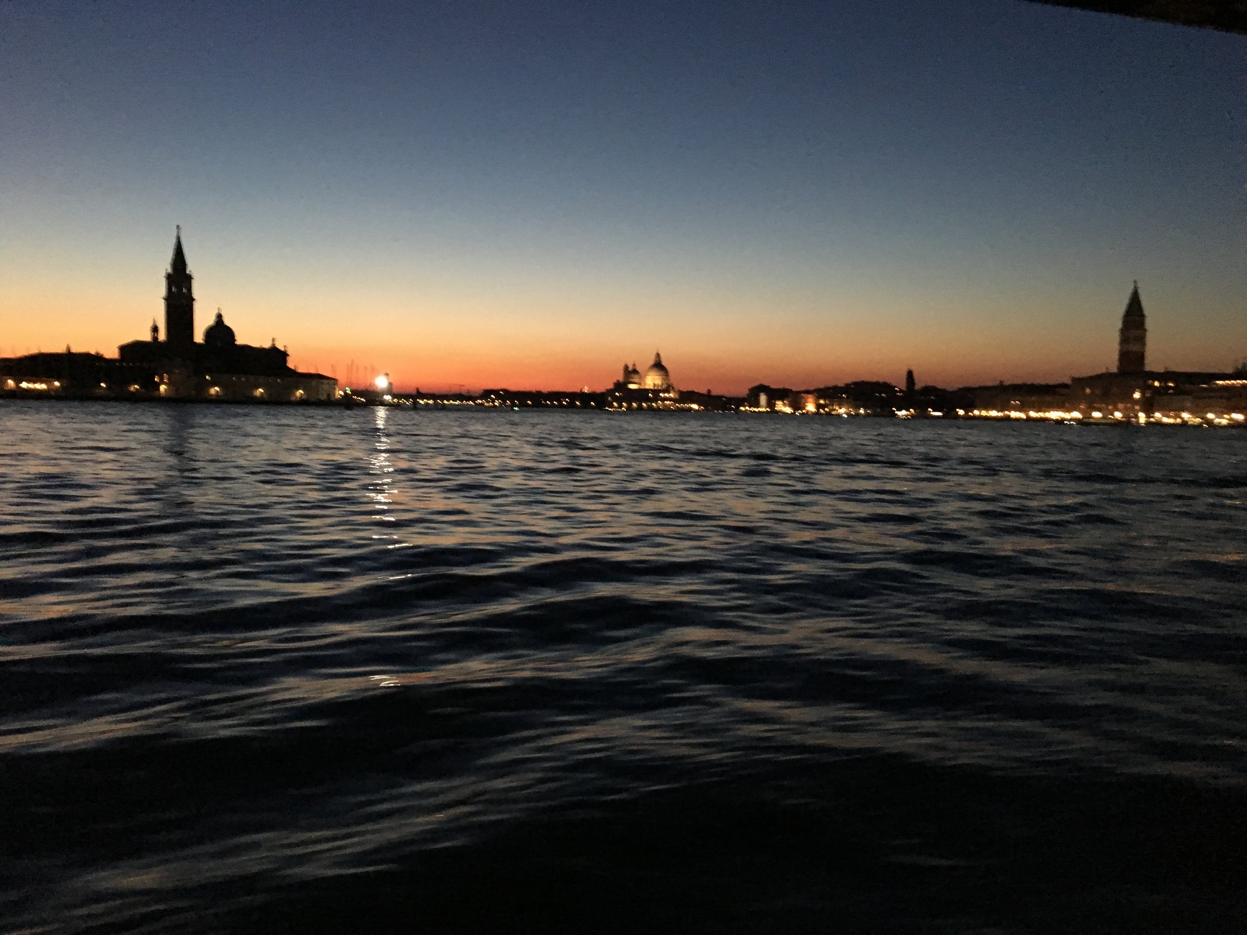 Approaching Venice by vaparetto at sunset