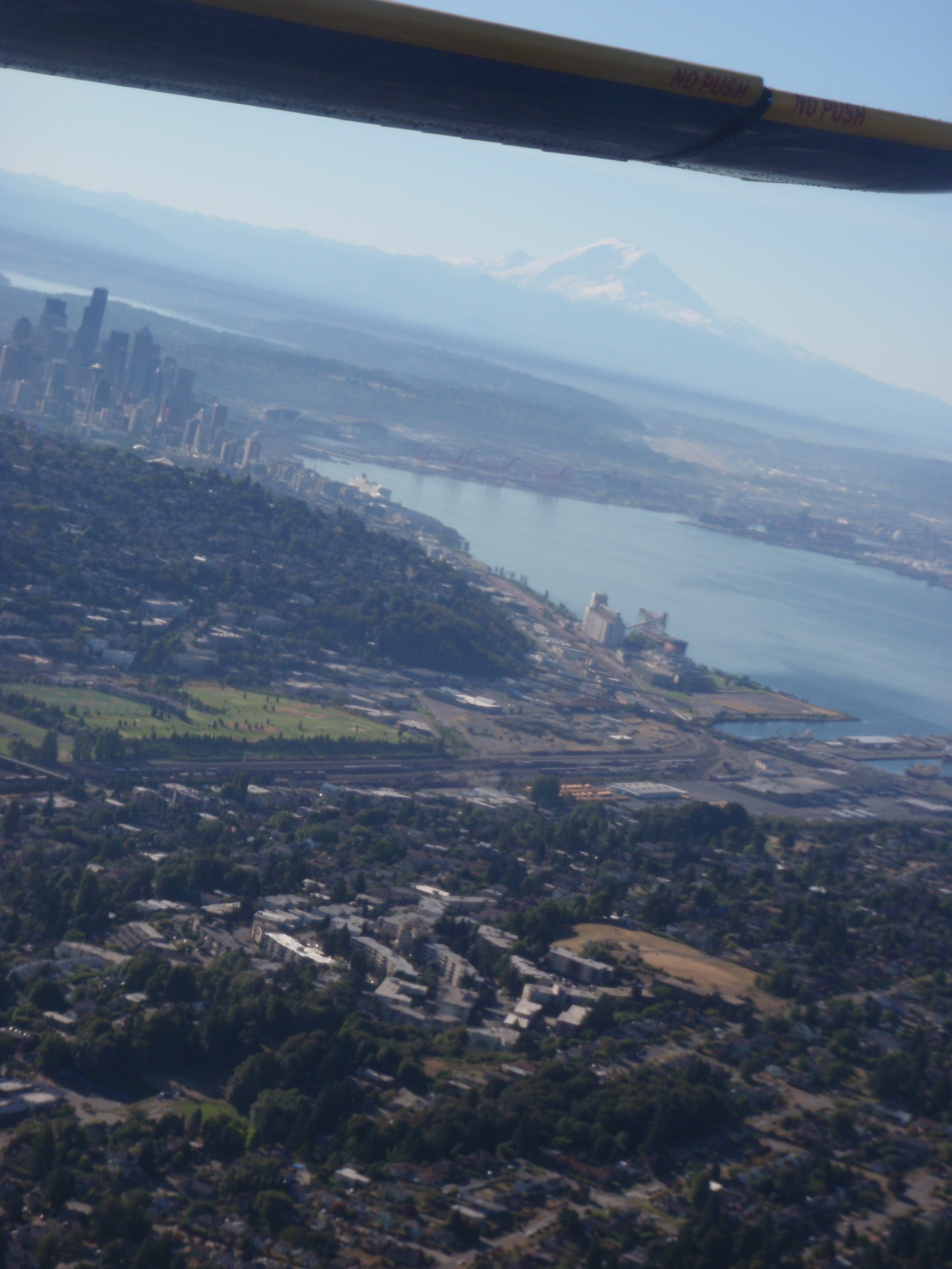 Seattle with Mount Rainier on the horizon 