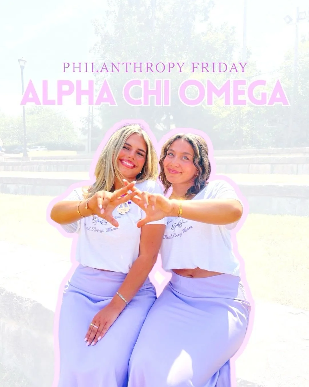 Now introducing.. #PHILANTHROPYFRIDAY !😇🌈✨

Our first philanthropy spotlight is Alpha Chi Omega! Here&rsquo;s a little bit from their VP of Philanthropy, Savannah Oakley:

&ldquo;Alpha Chi Omega&rsquo;s philanthropy is domestic violence awareness. 