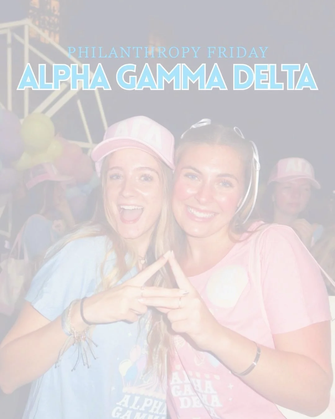 #PHILOFRIDAY !!!🤩🌈🩵

This week we are highlighting the philanthropy works of Alpha Gamma Delta! Here is a message from their Vice President of Philanthropy, Jenna Diaz:

&ldquo;Serving as Vice President of Philanthropy for Alpha Gamma Delta has be