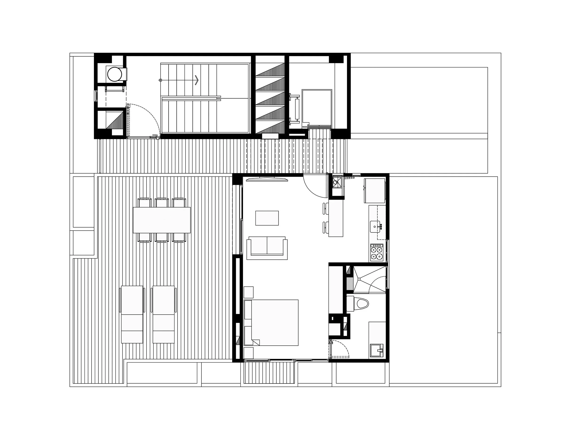 Planta del apartamento de último piso de Liv37 donde aparece una gran terraza. Cali, Colombia.
