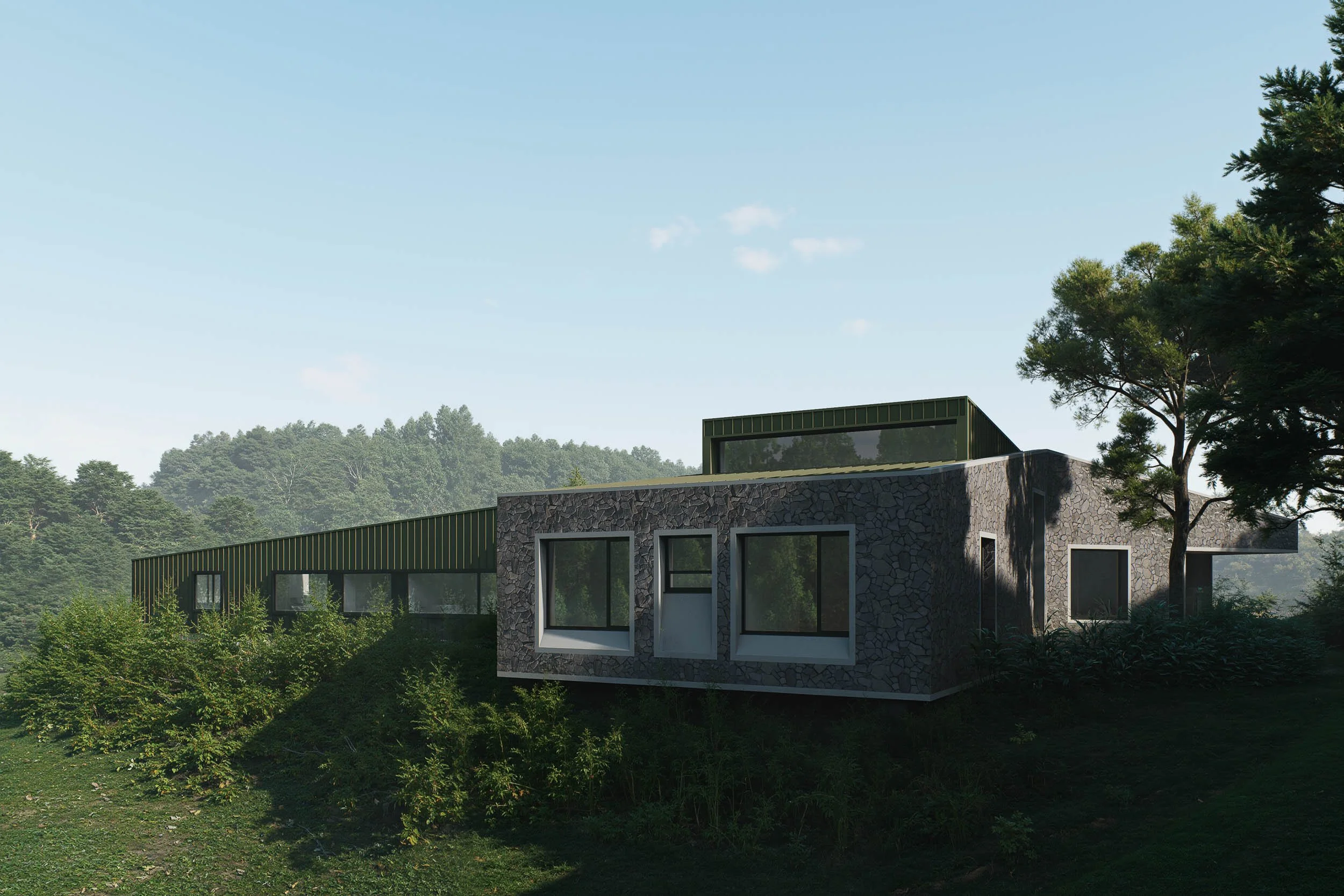 Casa moderna metida en el bosque en parcelación de montaña en el Oriente Antioqueño. TOLEDO ESTUDIO DE ARQUITECTURA.