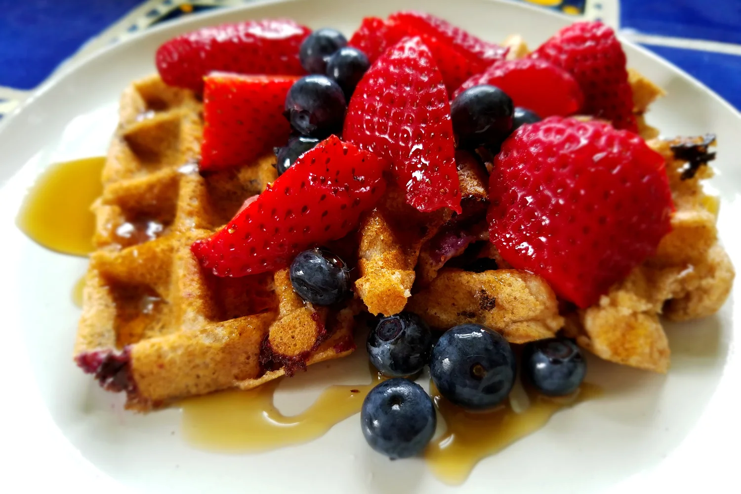 Easy Blueberry Strawberry Waffles