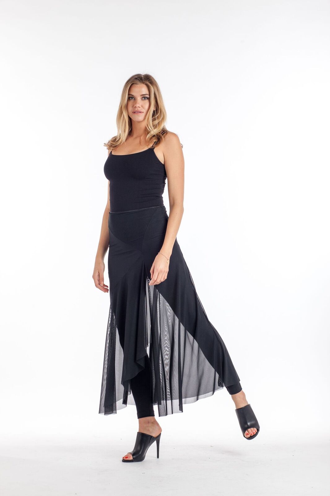 SHEERED Black Mesh Skirt  Margi Kent