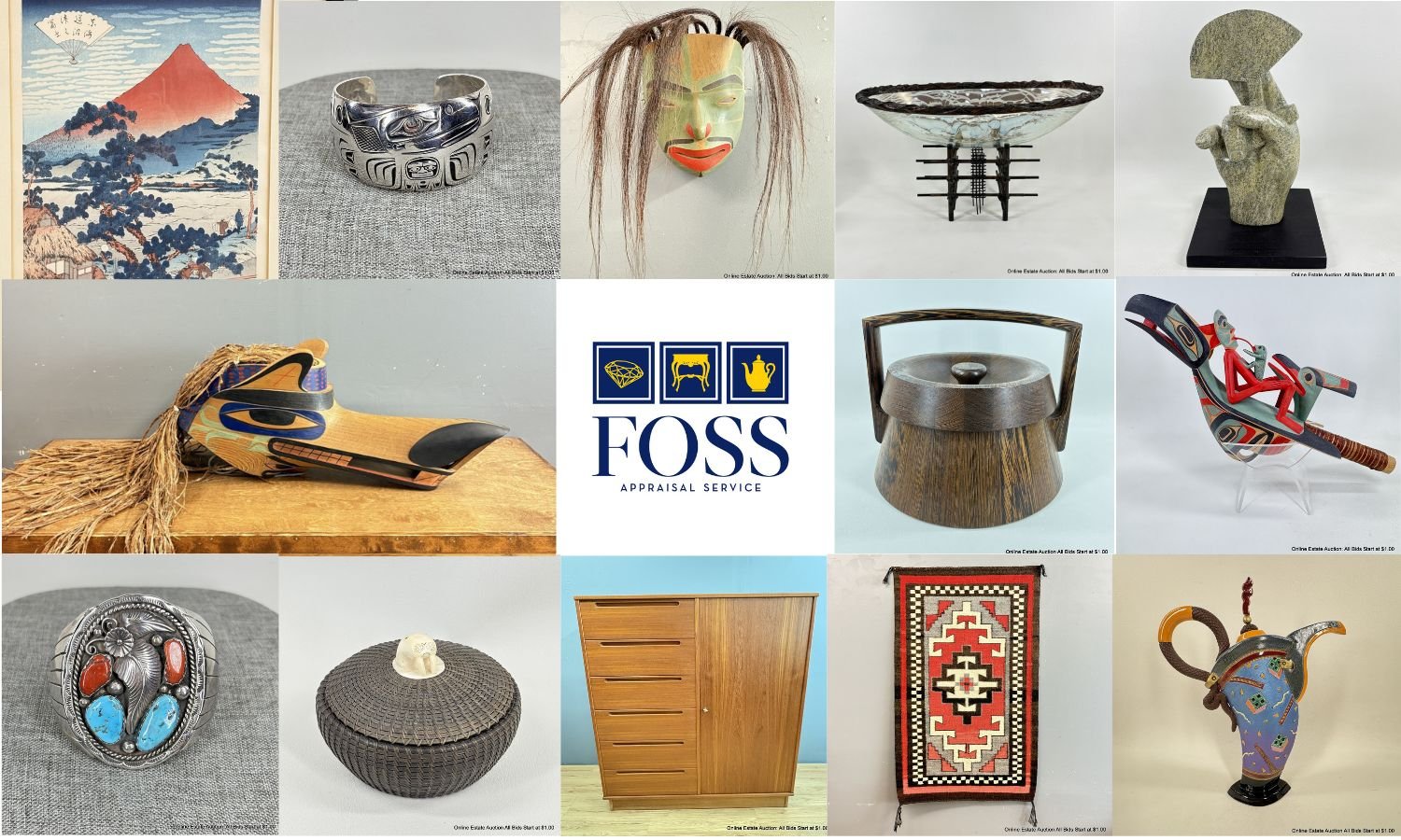 Seattle Online Estate Auction: Native American, Duane Pasco, Mid Century, Art Glass, Jewelry