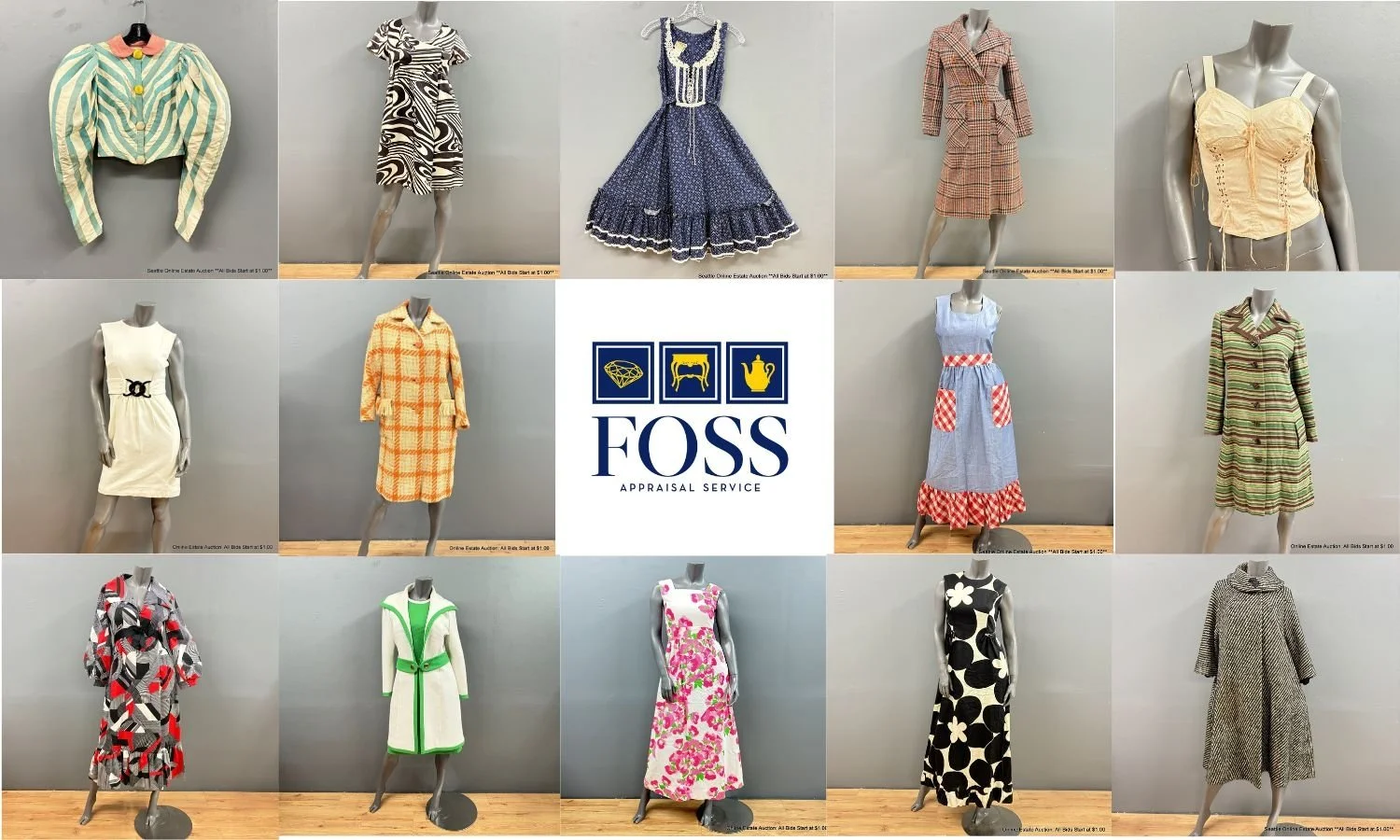 Seattle Online Estate Auction: Vintage Designer Dresses, Gowns, 1890s-1990s, Gunne Sax