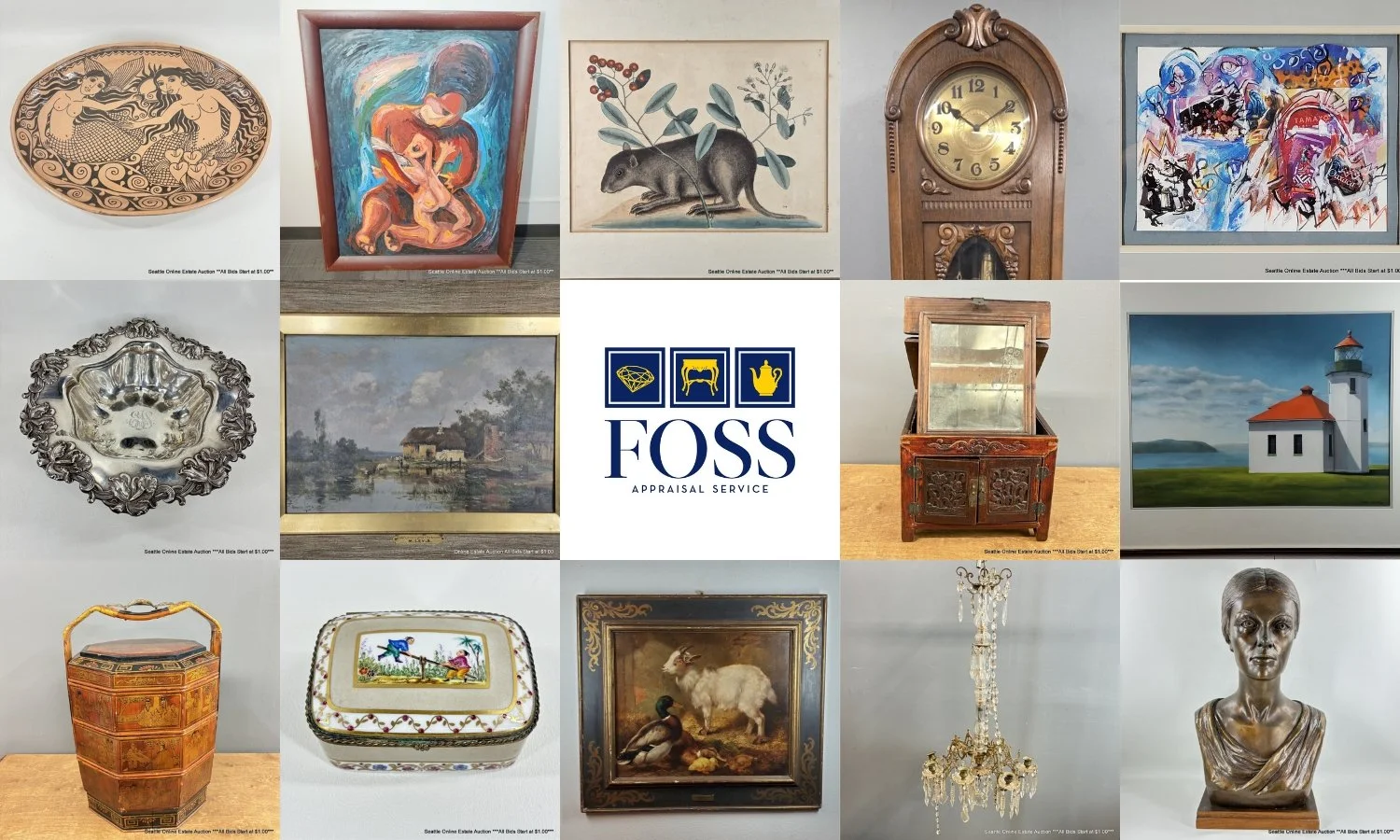 Seattle Online Estate Auction: Fine Art, Mariners Baseball, Books, Jewelry, Decor