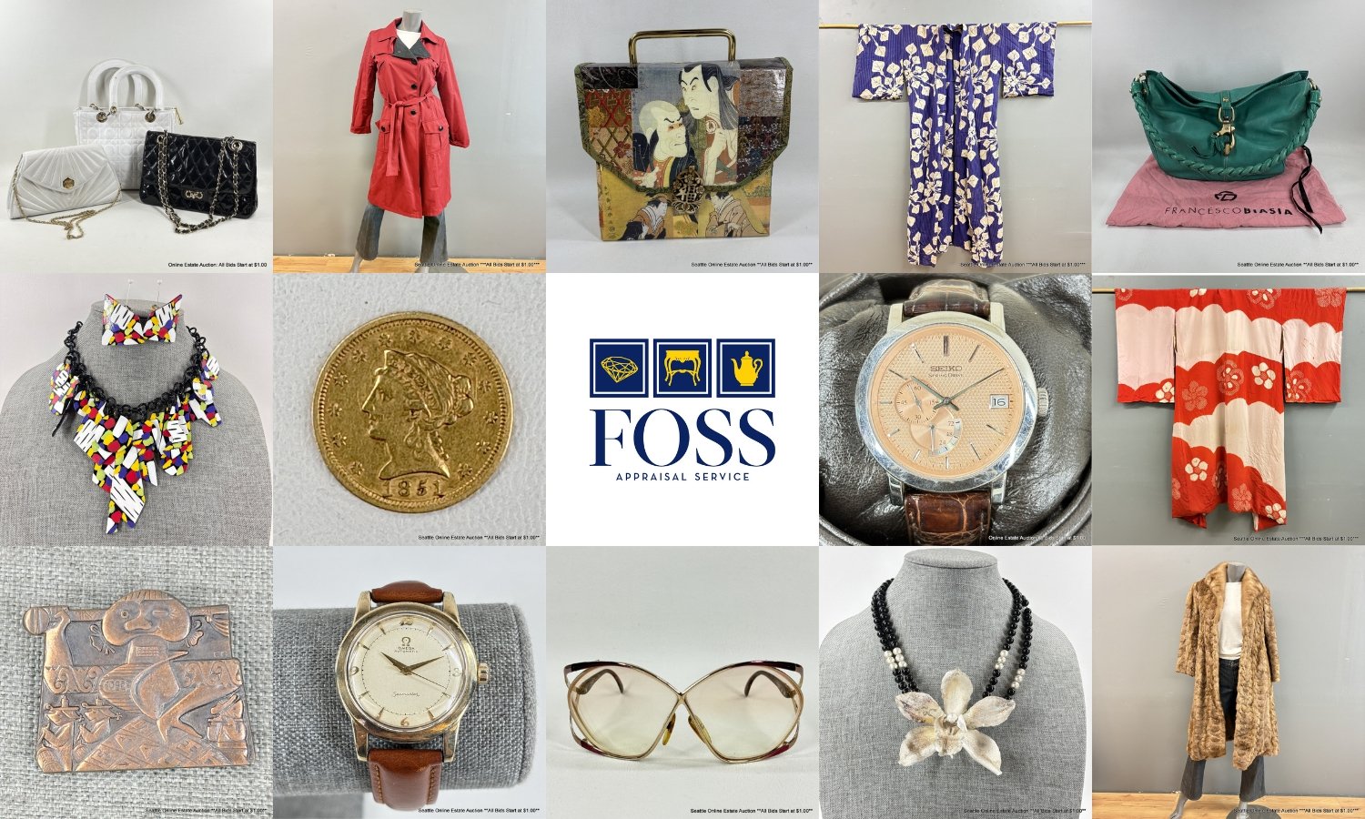 Seattle Online Estate Auction: Watches, Jewelry, Gold, Clothing, Kimonos