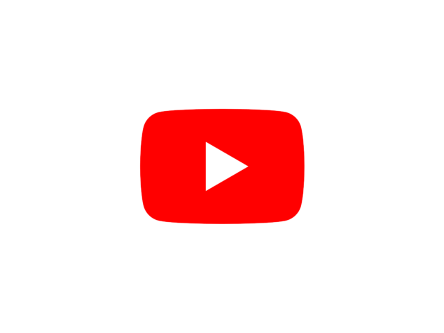 YouTube logo with a black background, a red play button icon in the center, and the word 'YouTube' below it.