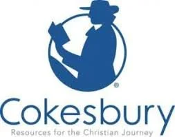Cokesbury logo featuring a silhouette of a person reading a book, with the tagline 'Resources for the Christian Journey'.