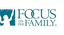 Focus on the Family logo with a stylized silhouette of a person raising hands in front of a sunburst.
