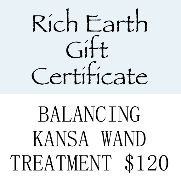 Rich Earth Gift Certificate - Balancing Kansa Wand Treatment