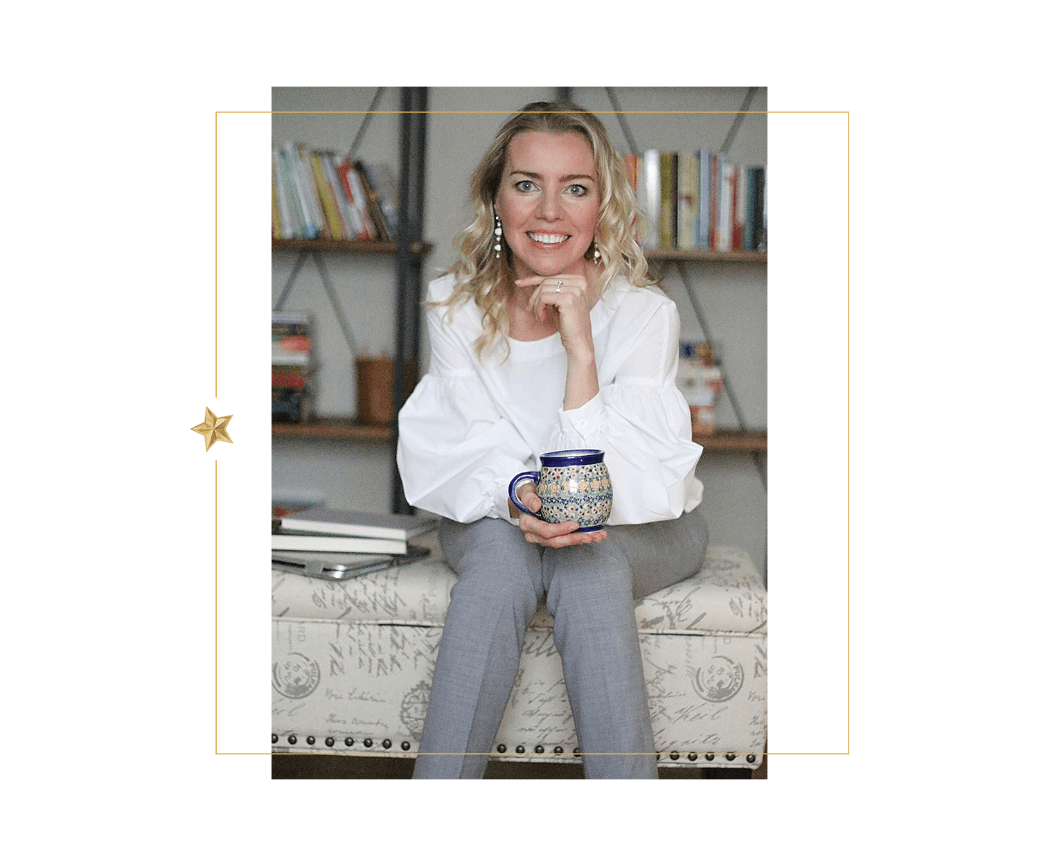 Joana Echols sitting on ottoman with mug.png
