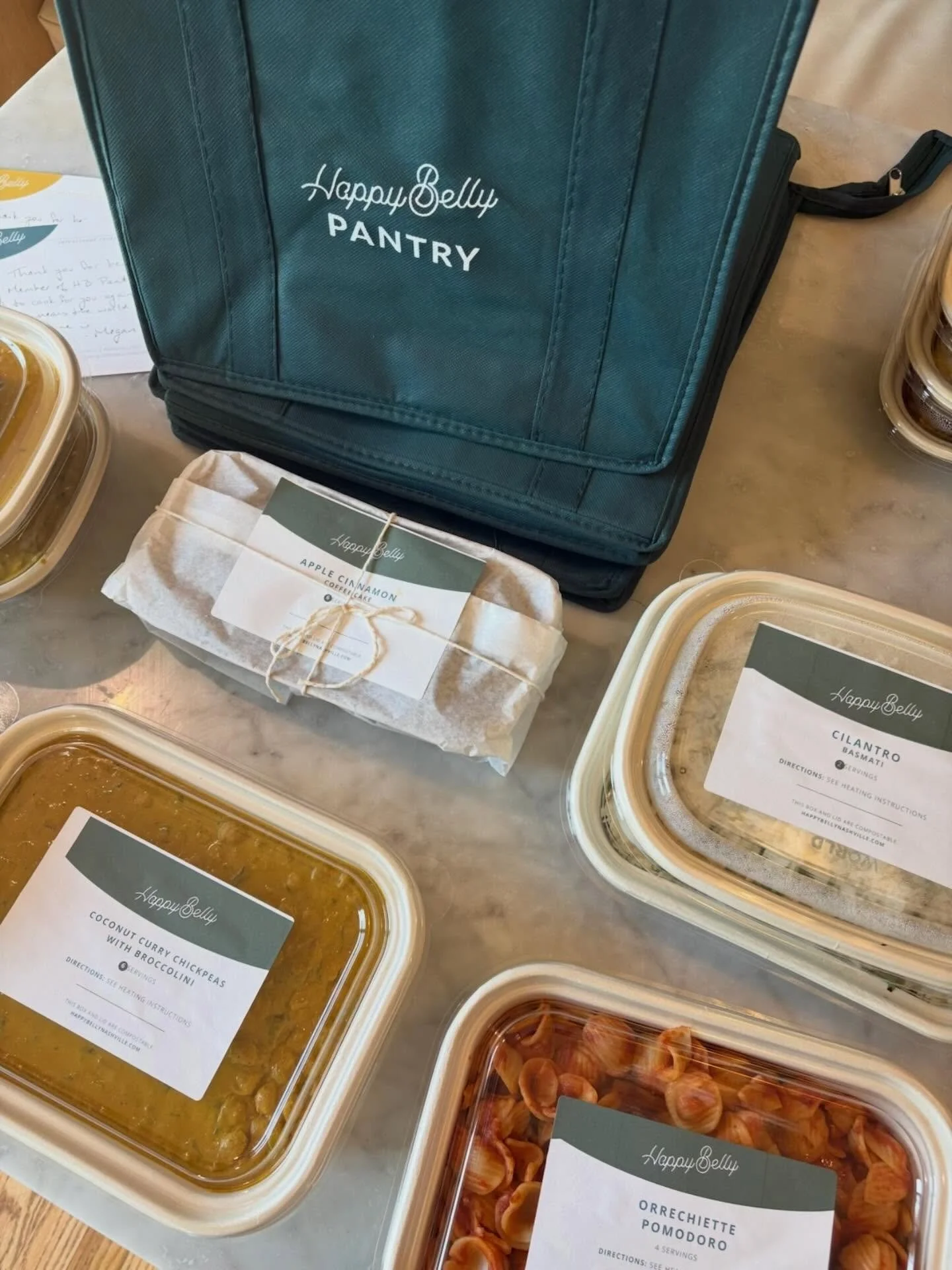 Happy Belly Pantry. 
Chef prepared meals without the waitlist. 
Sign up and Order by Fridays at 5:00pm for your first delivery on Tuesday.