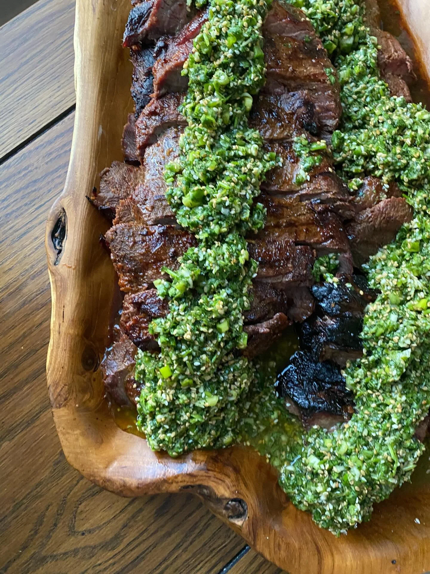 Had to serve Marinated Flat Iron Steak with Sesame Chimichurri for the final supper for the SLAM Retreat with @getmomstrong . We LOVE moms! We LOVE cooking for you. Psssst let us cook for you this Mother&rsquo;s Day!