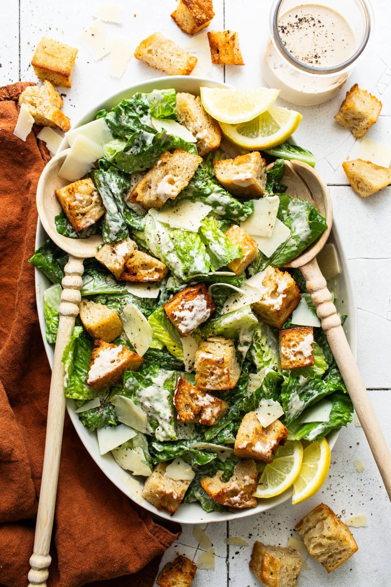 California Caesar Salad with Avocado and Sourdough Croutons