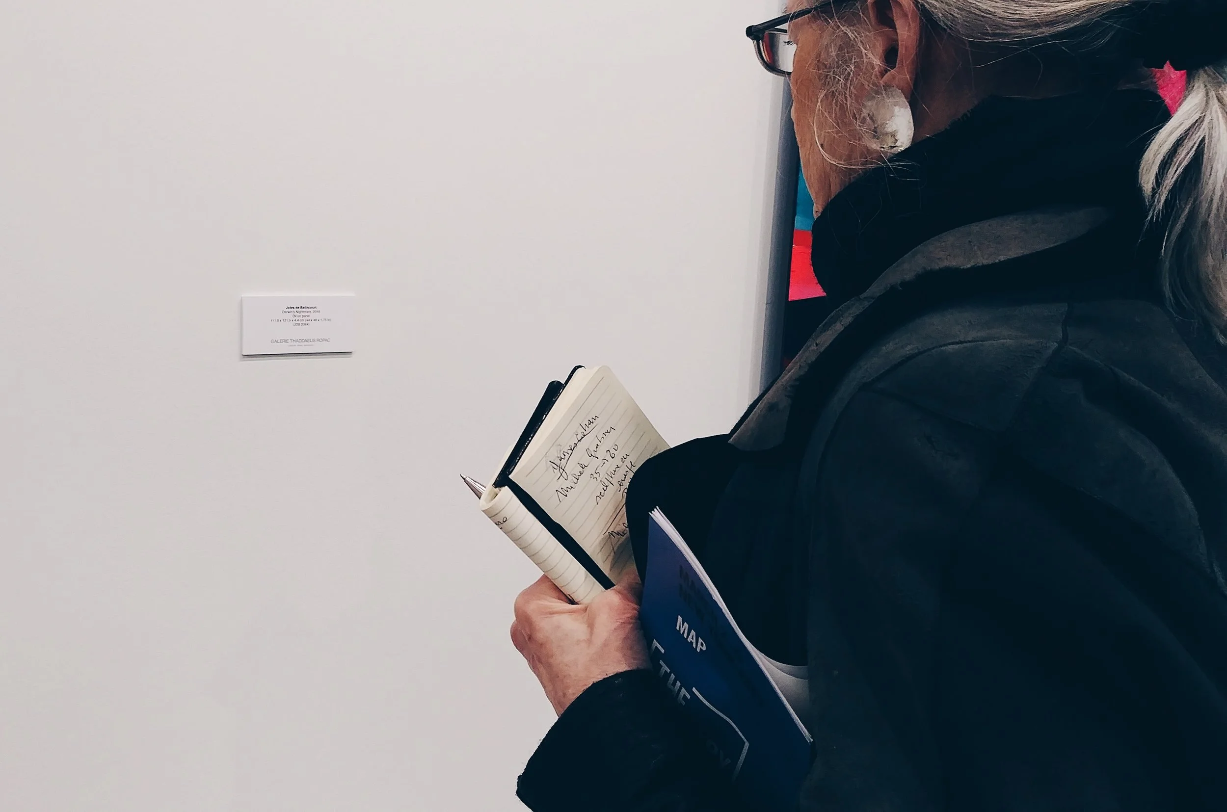 taking notes at the armory show, the art fair.JPG