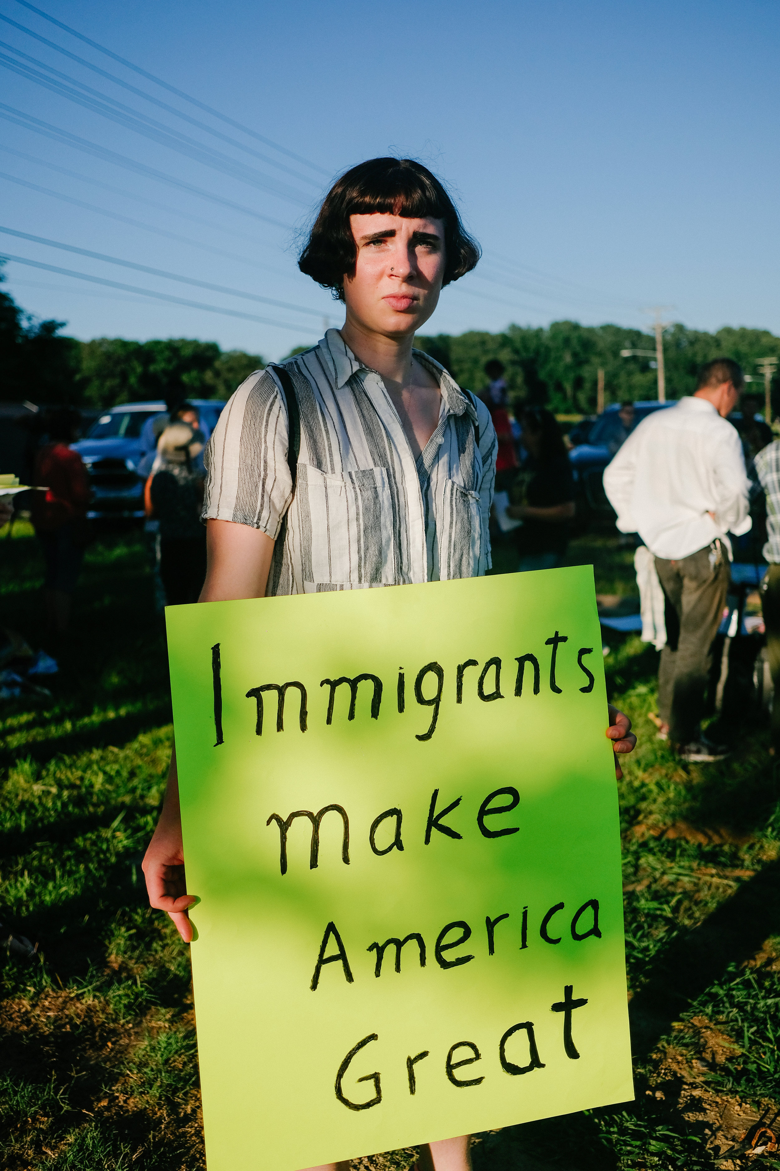  A protester outside CCA’s West Tennessee Detention Facility, July 30, 2017.  