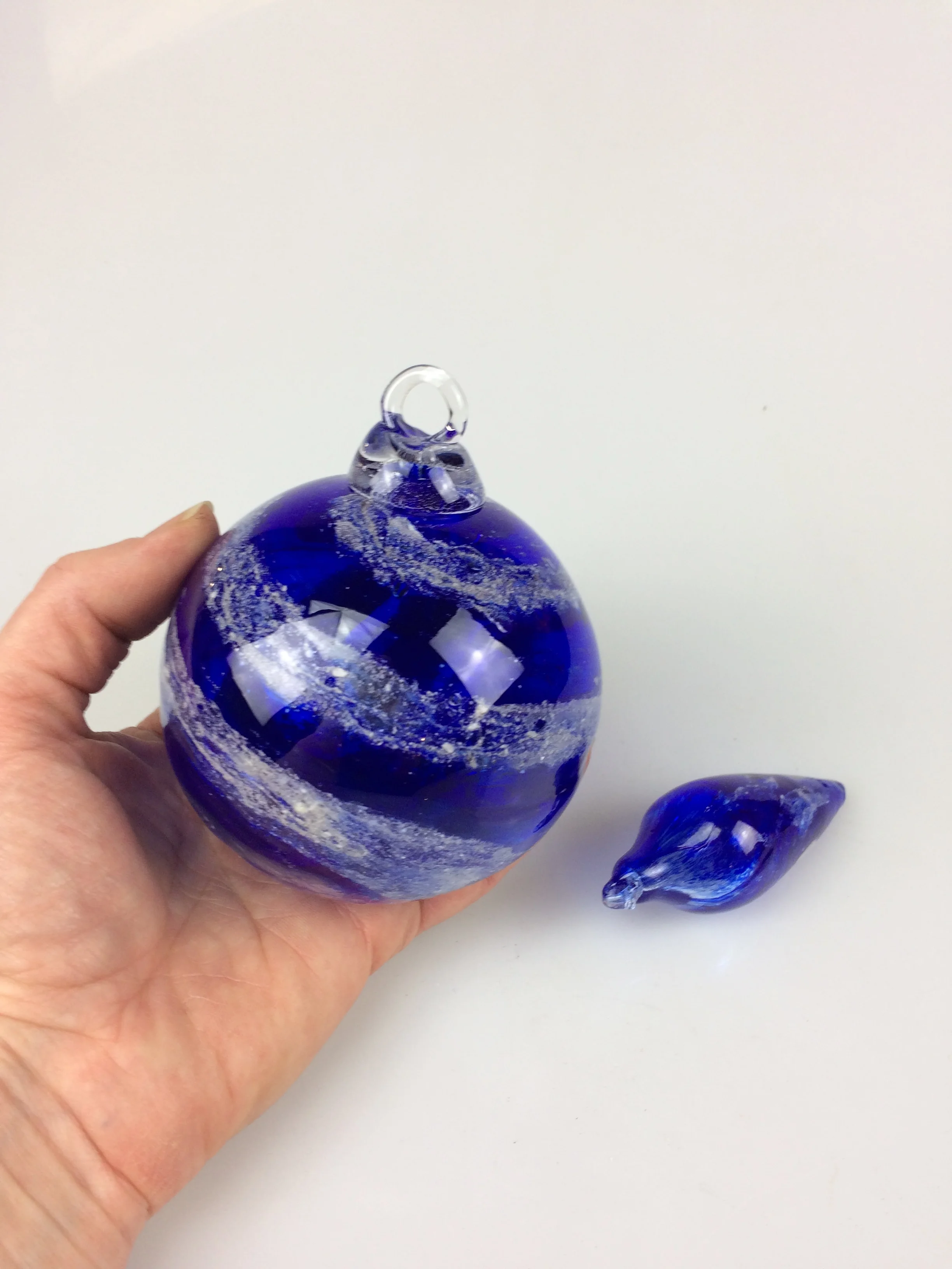 Olive's blown orb and pendant.JPG