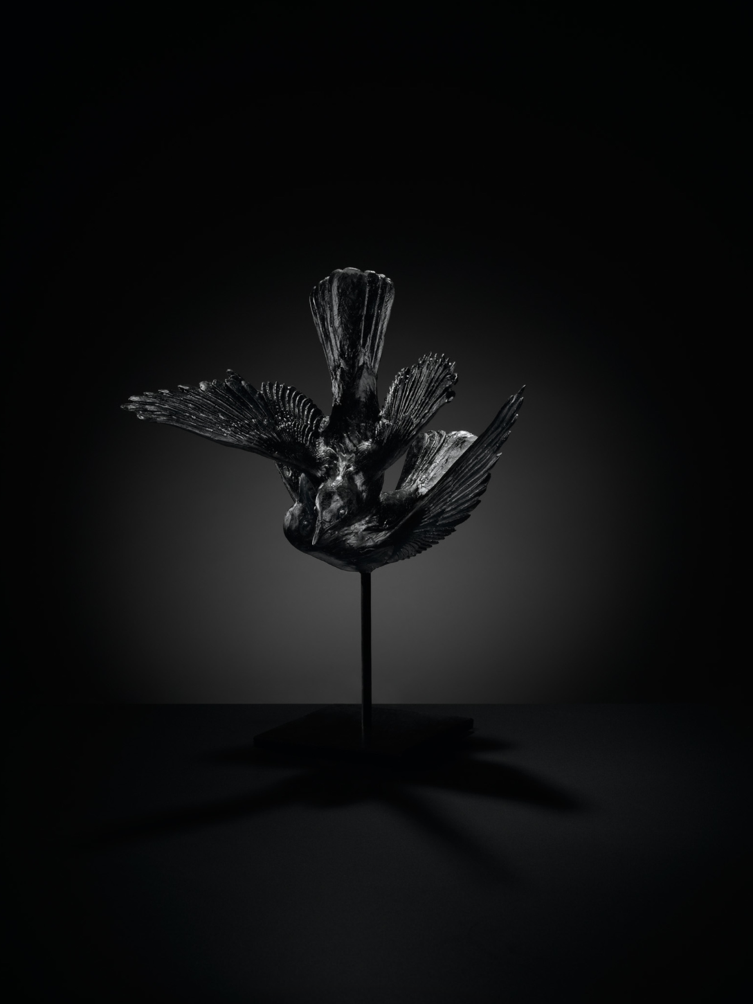 Katherine Rutecki, Black , 2014. Lost wax, cast lead crystal, steel mount