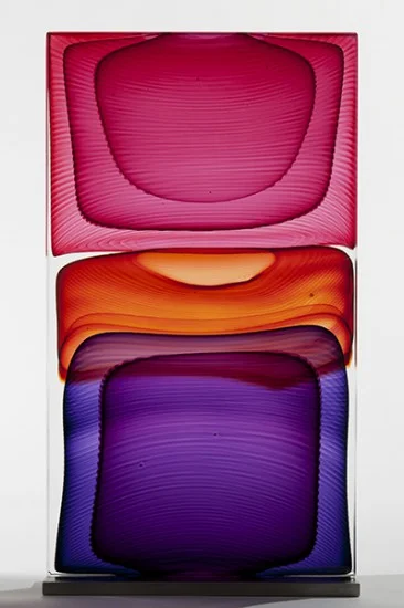 Infusion Block in Ruby, Purple and Aurora, 2010. Blown and solid-worked, kiln-cast, cold-worked glass