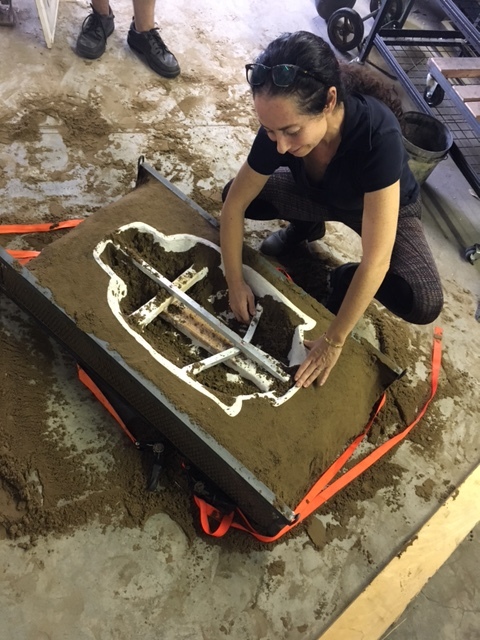 Marlene working on mold preparation