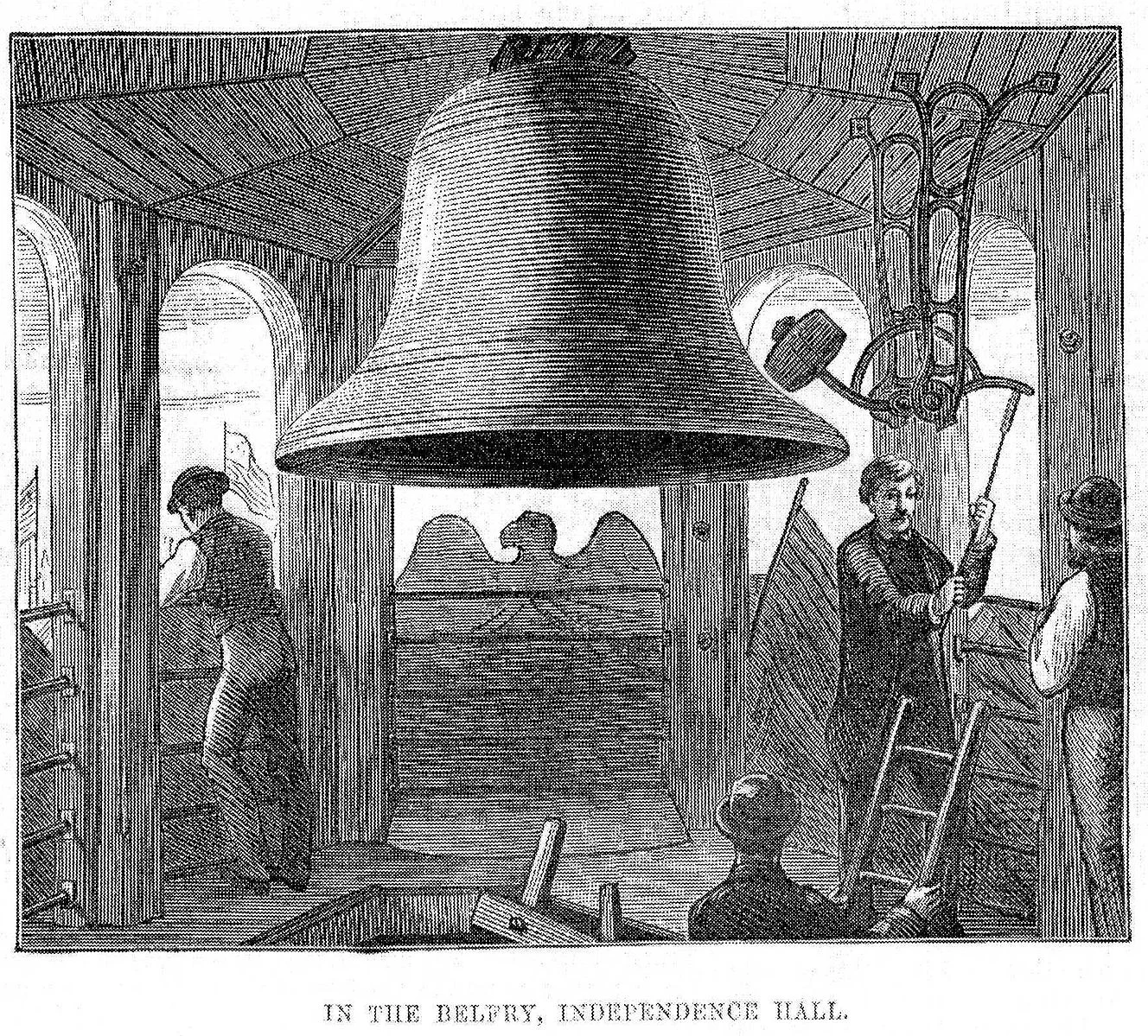 The Centennial Bell which replaced the Liberty Bell after it cracked. June 17, 1876. The Illustrated London News Photo: PD-1923 public domain