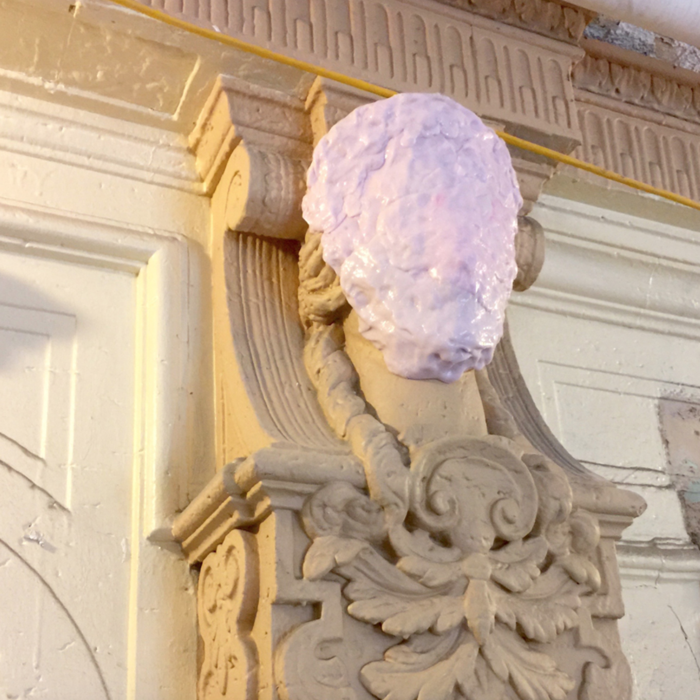 Leslie Fry made rubber molds of the ornamentation on the pilasters that framed the niches as a place to start with her pieces. Photo courtesy of the artist.