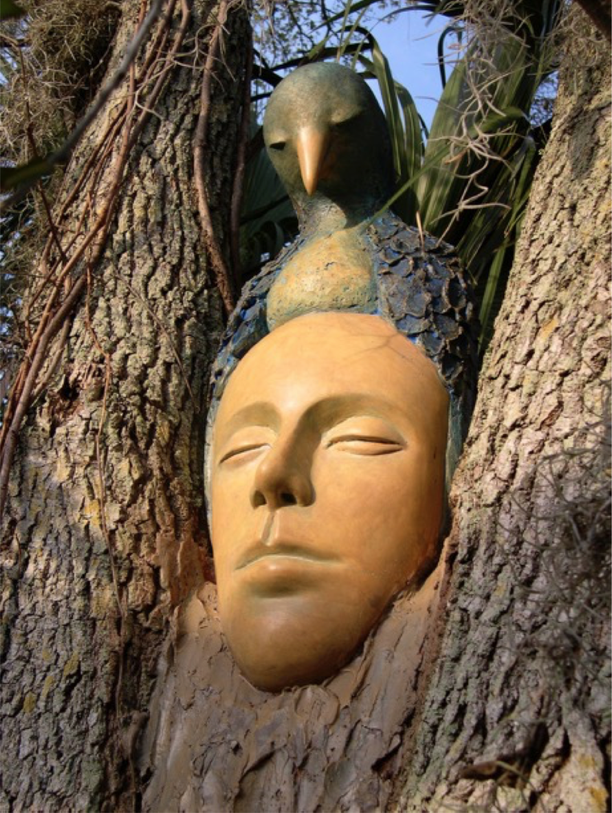 Leslie Fry. Held. Painted plaster over armature. 48” x 16” x 12”