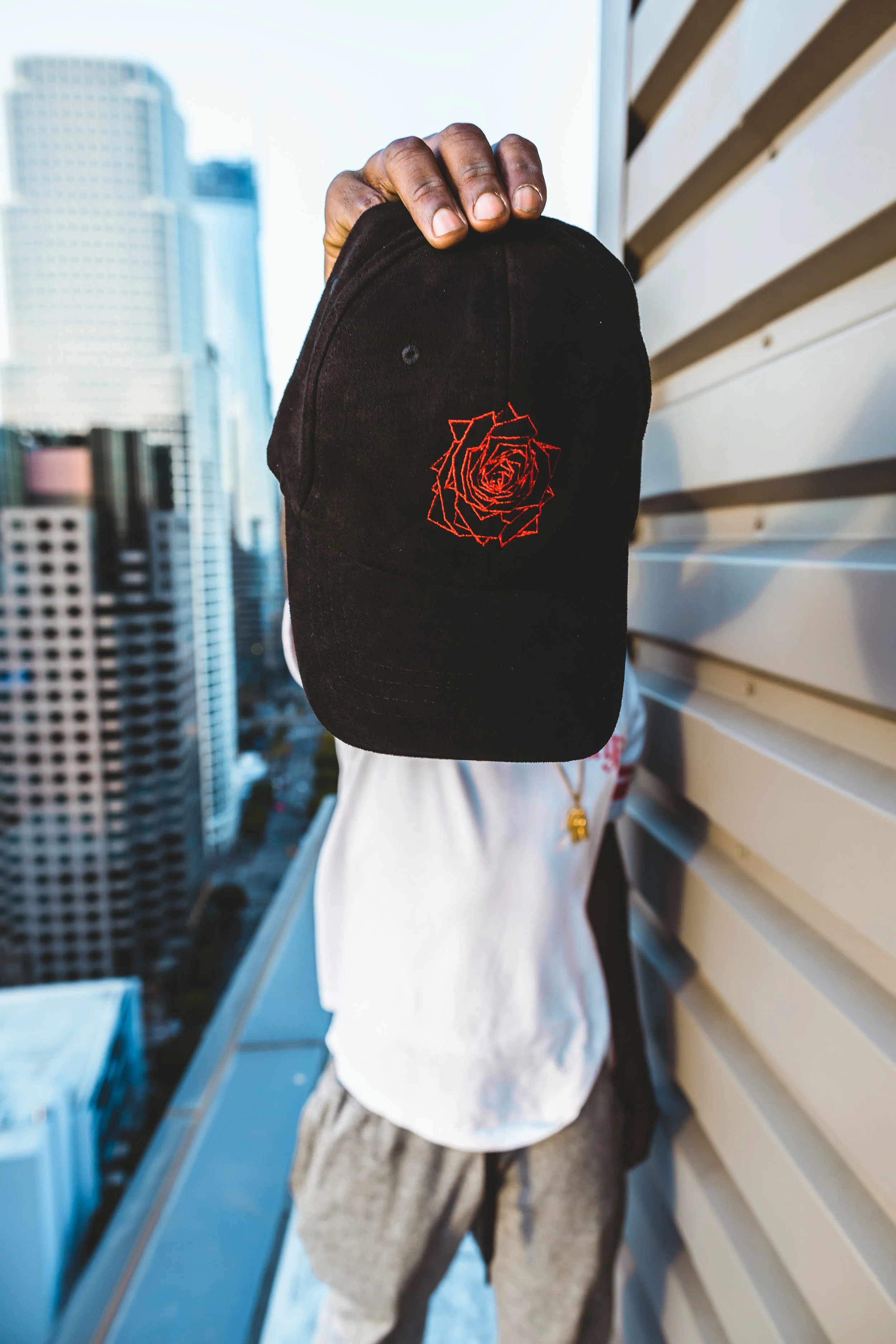 Black/Red Rose Suede dad hat