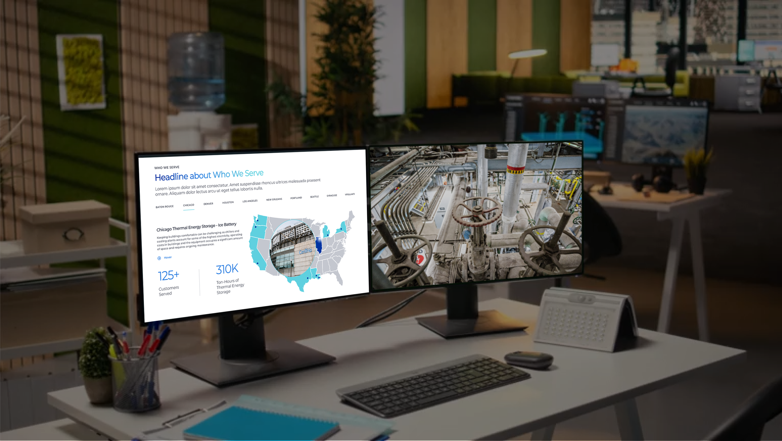 CenTrio animated map and view of facility