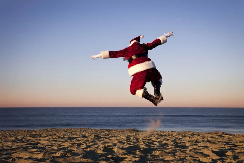Santa jumping for joy