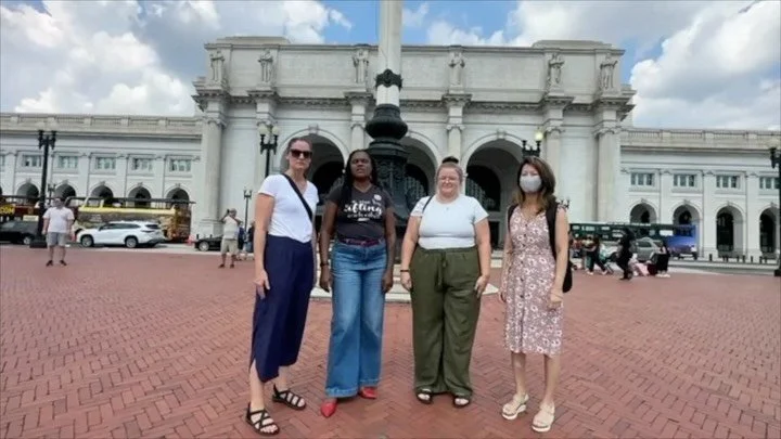 Members of SongRise gathered today outside Union Station, one place where the administration deployed the National Guard in our home of Washington, DC.

Union Station is a historic DC landmark near where some of our unhoused neighbors find community 